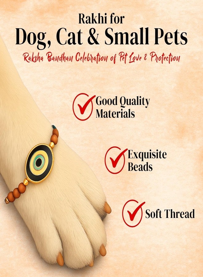 Sage Square Paw Bandhan Evil Eye Rakhi for Dog, Cat & Small Pets | Celebrate Bonds of Love This Raksha Bandhan | Cute Rakhi with Beads, Decorative | Gift for Pet Lovers & Furry Companions (Type 1) - Image 4